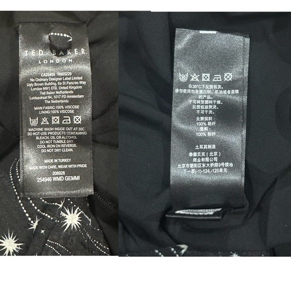 TED Baker Gemmi Long Puff Sleeve V Neck Ruffle Hem Pockets Shift Mini Dress NEW - Picture 13 of 14